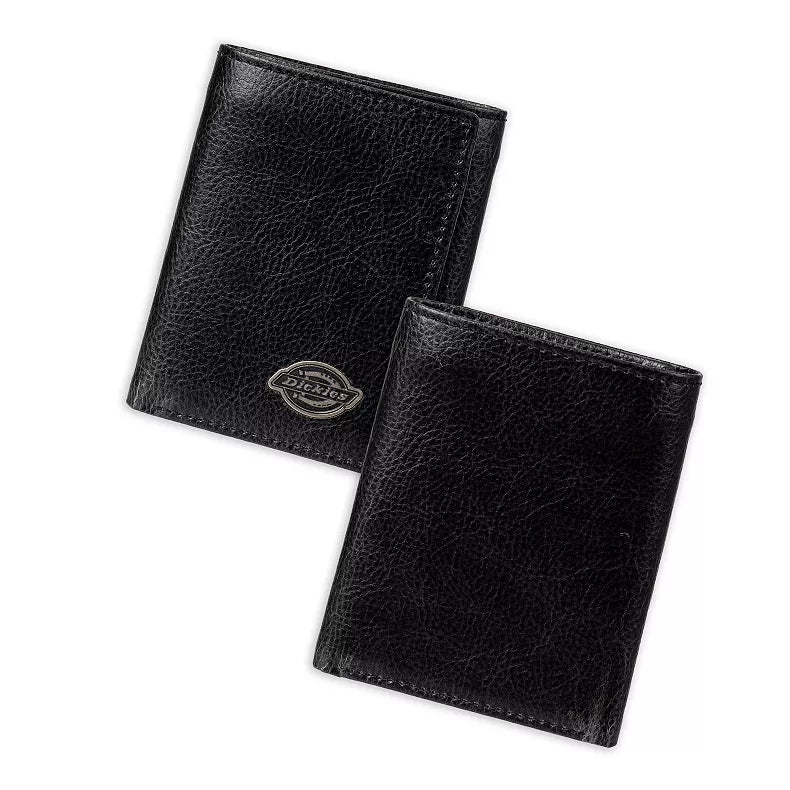 Dickies Men's Leather Trifold Wallet with Interior Zip Compartment